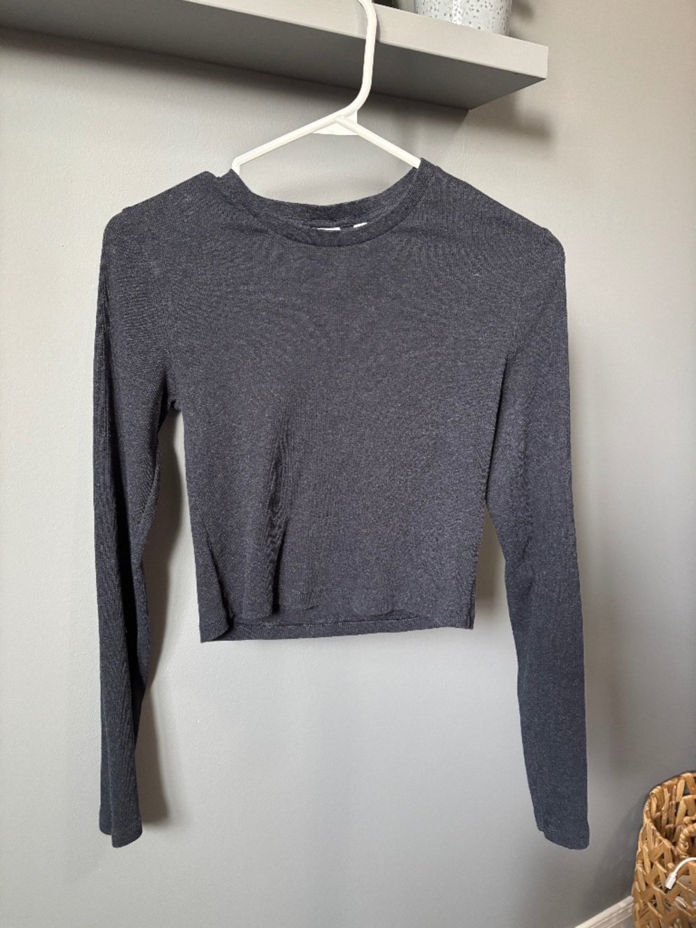 Aritzia Tna Homestretch Long Sleeve Heather Admiral Shirt